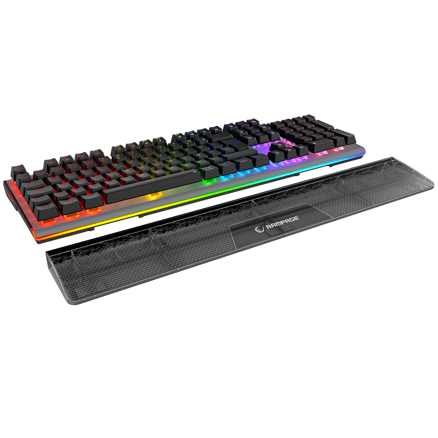 Rampage Carbon Siyah RGB Q Gaming Oyuncu Klavye Bilek Destekli Red Switch